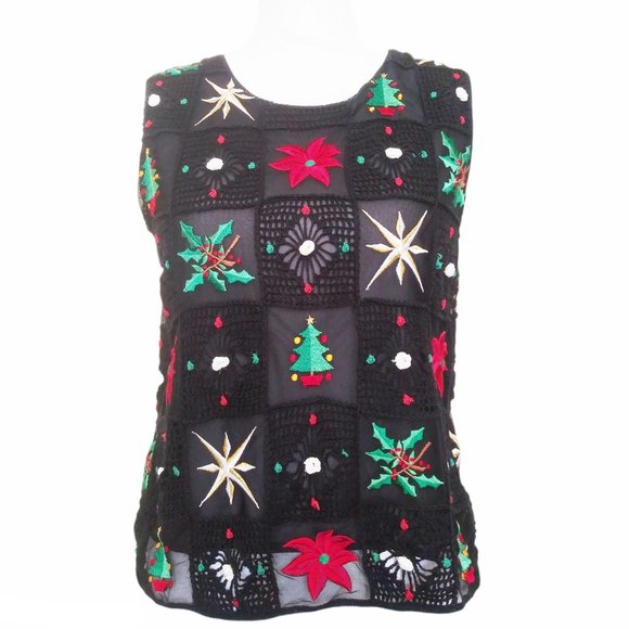 Vtg 90s Silk Embroidered Patchwork Twin Set M/L - Picture 4 of 8